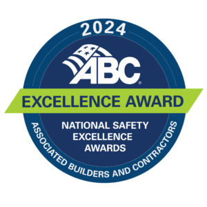 ABC 2024 Excellence Award badge for National Safety Excellence by Associated Builders and Contractors.