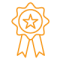 Gold Award Badge With Star And Ribbon Icon, Symbolizing Achievement And Excellence.