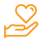 Hand Holding A Heart Icon, Symbolizing Care, Support, And Love. Orange Color. Ideal For Wellness Or Charity Themes.