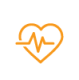 Orange Heart With A Heartbeat Line Inside, Symbolizing Health And Wellness On A White Background.