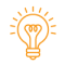 Orange Glowing Light Bulb Icon Representing Innovation And Ideas.
