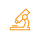 Orange Microscope Icon On White Background, Symbolizing Science And Research Tools.